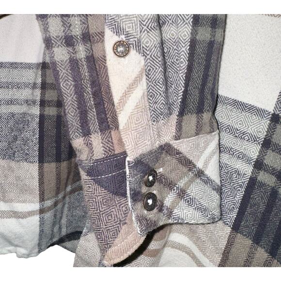 Outpost Plaid Button Down Men's Size Medium Brown Blue Diamond Pattern Fall Warm - Picture 3 of 9